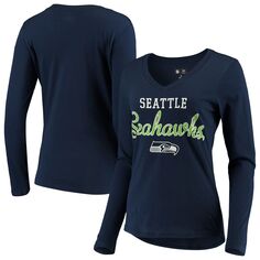 Женская футболка G-III 4Her by Carl Banks College Seattle Seahawks Post Season с длинными рукавами и v-образным вырезом G-III