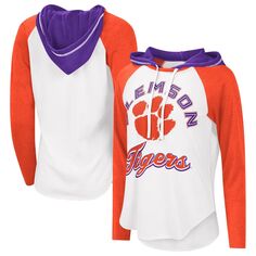 Женская футболка G-III 4Her by Carl Banks бело-оранжевая Clemson Tigers From the Sideline худи реглан футболка с длинным рукавом G-III