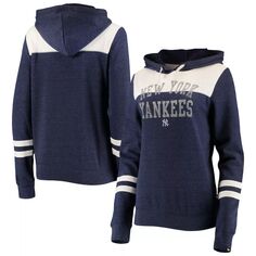 Женский пуловер с капюшоном New Era, темно-синий/белый с цветными блоками New York Yankees Tri-Blend New Era