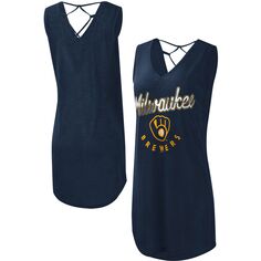 Женское пляжное пляжное платье с v-образным вырезом и v-образным вырезом G-III 4Her от Carl Banks Navy Milwaukee Brewers Game Time G-III