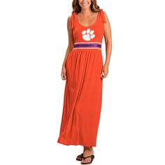 Женское платье макси G-III 4Her by Carl Banks Orange Clemson Tigers Game Over с овальным вырезом G-III