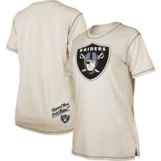 Женская кремовая футболка с разрезом New Era Las Vegas Raiders New Era