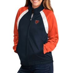 Женская спортивная куртка G-III 4Her by Carl Banks темно-оранжевая с молнией во всю длину реглан Chicago Bears Confetti G-III