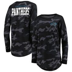 Женская футболка New Era Black Carolina Panthers с длинным рукавом и камуфляжем New Era