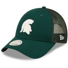 Женская кепка New Era Green Michigan State Spartans 9FORTY с логотипом Spark Trucker Snapback New Era