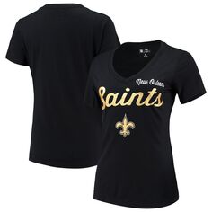 Женская черная футболка с v-образным вырезом G-III 4Her by Carl Banks New Orleans Saints Post Season G-III