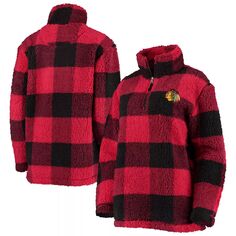 Женская куртка G-III 4Her by Carl Banks Красная/Черная куртка Chicago Blackhawks в клетку из шерпы с молнией четверть четверти G-III