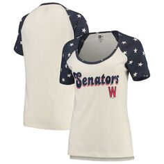 Женская футболка New Era кремового/темно-синего цвета Washington Nationals Baby Jersey со звездами реглан New Era