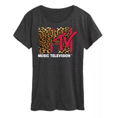 Женская футболка с леопардовым логотипом MTV Licensed Character, темно-серый