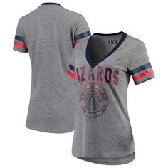 Женская футболка G-III 4Her by Carl Banks серо-красная с v-образным вырезом и логотипом Washington Wizards Walk Off Crystal Applique G-III