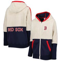 Женская толстовка с молнией во всю длину реглан G-III 4Her от Carl Banks Oatmeal/ Navy Boston Red Sox Shuffle It G-III