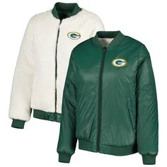 Женская двусторонняя куртка с молнией во всю длину G-III 4Her Carl Banks Oatmeal/Green Green Bay Packers Switchback G-III