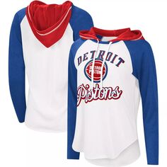 Женская белая футболка с худи реглан G-III 4Her by Carl Banks Detroit Pistons MVP и футболка с длинными рукавами G-III