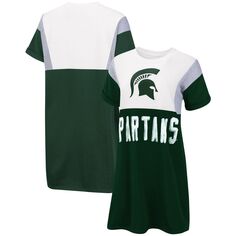 Женское платье-футболка с короткими рукавами G-III 4Her by Carl Banks зеленого/белого цвета Michigan State Spartans 3rd Down G-III