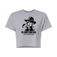 Укороченная футболка с рисунком Yellowstone Beth для юниоров &quot;I&apos;m Something Bad&quot; Licensed Character, серый