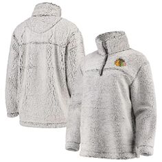 Женский серый пуловер из шерпы с молнией четверть четверти G-III 4Her by Carl Banks Chicago Blackhawks G-III