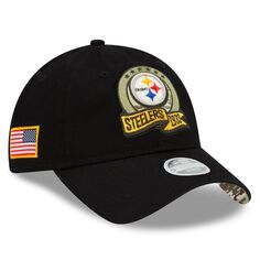 Женская регулируемая кепка New Era Black Pittsburgh Steelers 2022 Salute To Service 9TWENTY New Era