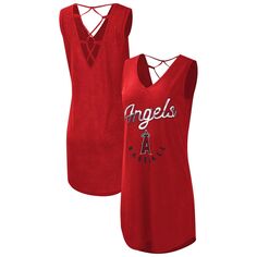Женское пляжное пляжное платье G-III 4Her Carl Banks Red Los Angeles Angels Game Time Slub с v-образным вырезом G-III