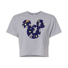 Укороченная футболка с рисунком «Микки Маус и друзья» Disney&apos;s для подростков с космическим силуэтом Licensed Character, серый