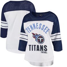 Женская сетчатая футболка с рукавами три четверти G-III 4Her от Carl Banks, белая/темно-синяя Tennessee Titans First Team G-III