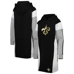 Женское черное платье-футболка с капюшоном и длинными рукавами G-III 4Her by Carl Banks New Orleans Saints Bootleg G-III
