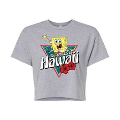 Детская укороченная футболка с рисунком Nickelodeon SpongeBob SquarePants Hawaii Licensed Character, серый