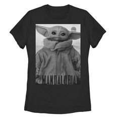 Детская черно-белая футболка с изображением портрета «Звездные войны, Мандалорец, ребенок, он же Малыш Йода» Licensed Character