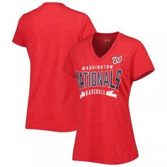 Женская красная футболка с v-образным вырезом G-III 4Her by Carl Banks Washington Nationals Dream Team G-III