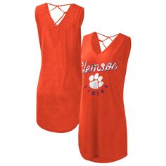 Женское закрытое платье с v-образным вырезом G-III 4Her by Carl Banks Orange Clemson Tigers Game Time Burnout G-III