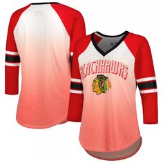 Женская футболка G-III 4Her by Carl Banks Red Chicago Blackhawks Lead Off Tri-Blend реглан с рукавами 3/4 и v-образным вырезом G-III