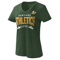 Женская футболка G-III 4Her от Carl Banks Green Oakland Athletics Dream Team с V-образным вырезом G-III