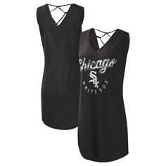 Женское пляжное пляжное платье G-III 4Her Carl Banks Black Chicago White Sox Game Time Slub с v-образным вырезом G-III