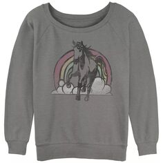 Махровый пуловер с напуском и графическим рисунком Rainbow Cloud и Horse Sketch для юниоров Licensed Character