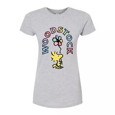 Юниорская футболка Peanuts Woodstock с цветочным принтом и графическим рисунком Licensed Character, серый