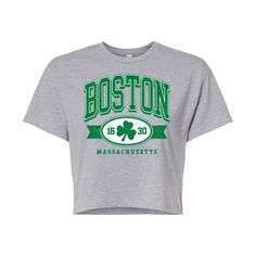 Укороченная футболка с рисунком Boston для юниоров Licensed Character, серый