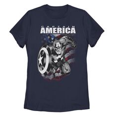 Черно-белая футболка с портретом «Капитан Америка» для юниоров Licensed Character