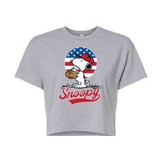 Укороченная бейсбольная футболка с рисунком Peanuts для юниоров Licensed Character, серый