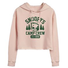 Укороченная толстовка с капюшоном для подростков Peanuts Snoopy Camp Crew Licensed Character