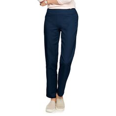 Женские брюки прямого кроя без шнурков Croft &amp; Barrow Effortless для миниатюрных женщин Croft &amp; Barrow, темно-синий