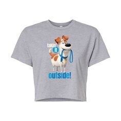 Укороченная футболка с рисунком Juniors&apos; Secret Life Pets Outside Licensed Character, серый
