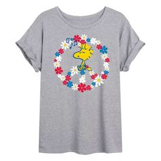 Детская футболка с струящимся рисунком Peanuts Snoopy Peace Americana Licensed Character, серый
