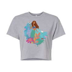 Укороченная футболка с рисунком Disney&apos;s The Little Mermaid Ariel для юниоров Licensed Character, серый