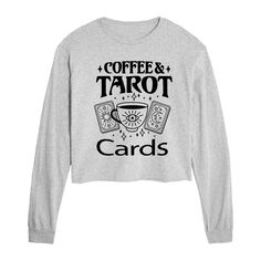 Укороченная футболка с рисунком «Кофе и Таро» для подростков Licensed Character, серый