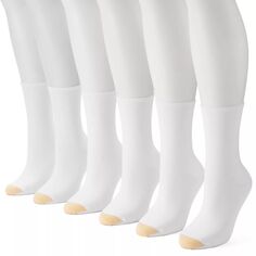 Женские GOLDTOE 6 шт. Твердые мягкие носки для экипажа GOLDTOE, белый