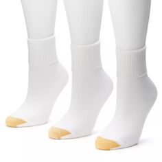 GOLDTOE 3 шт. Ультрамягкие носки с поворотными манжетами – женские GOLDTOE, белый