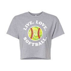 Укороченная футболка с рисунком для софтбола Juniors&apos; Live Love Licensed Character, серый