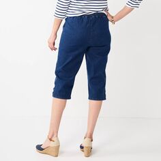 Женские джинсы-скиммеры со средней посадкой и решетчатым подолом Croft &amp; Barrow без застежки Croft &amp; Barrow