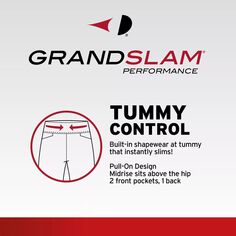 Женские брюки для гольфа без застежки со средней посадкой и контролем живота для турниров Grand Slam Grand Slam