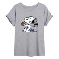 Струящаяся футболка Juniors&apos; Peanuts Snoopy Coffee Licensed Character, серый