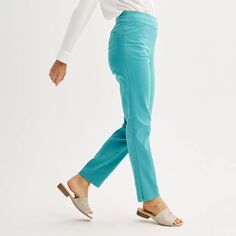Женские брюки прямого кроя без шнурков Croft &amp; Barrow Effortless для миниатюрных женщин Croft &amp; Barrow, голубой